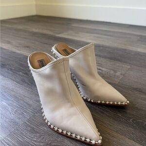 Steve Madden Cream Mules with Pearl Detailing